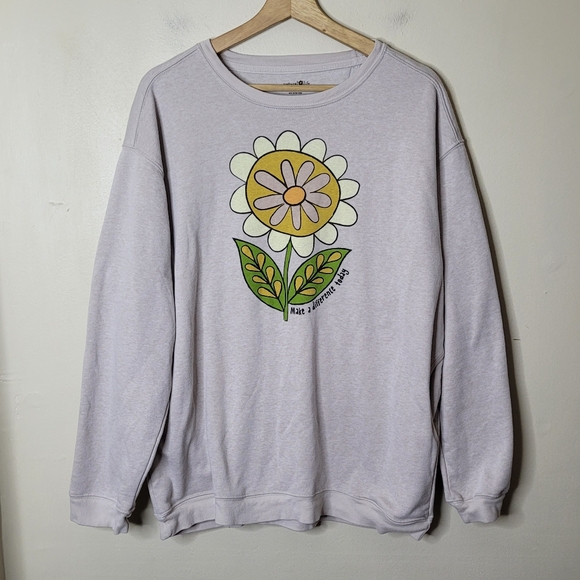Natural Life Comfy Pocket Sweatshirt Daisy Flower Graphic Size Large - Picture 3 of 9